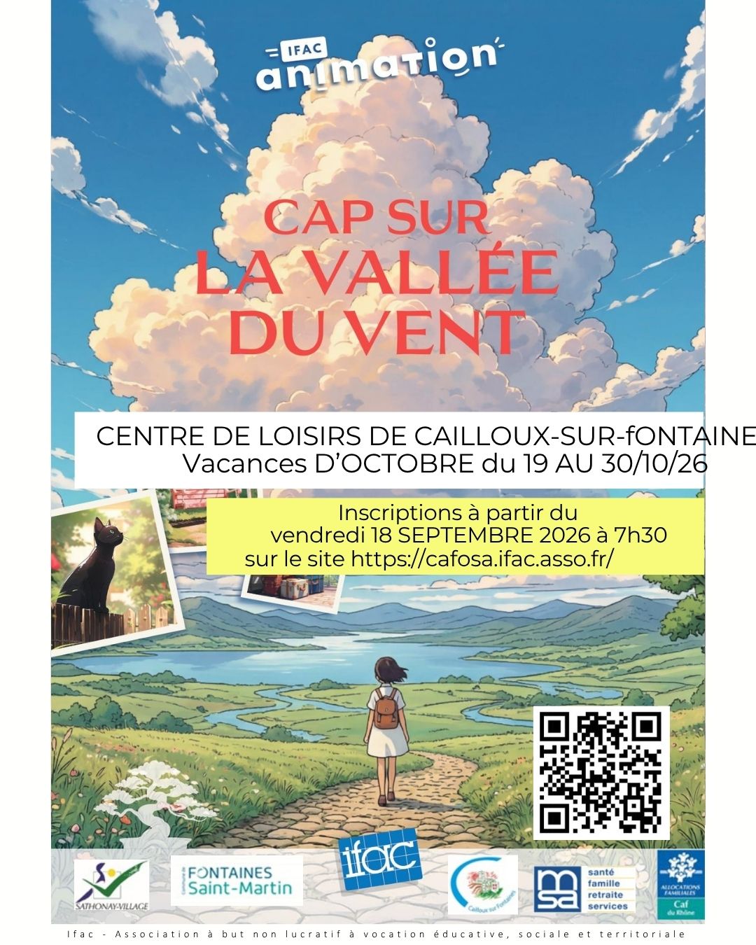 Inscriptions au Centre de Loisirs de Cailloux-sur-Fontaines et Sathonay-Village pour les vacances d'octobre 2026.