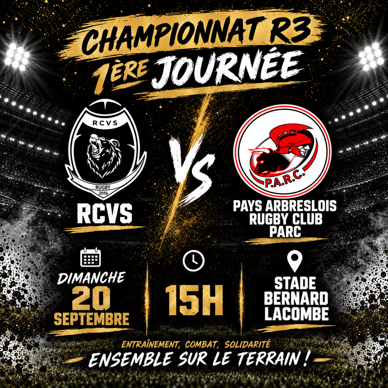 Le RCVS joue la 1ᵉ journée du championnat R3 face à l'équipe de L'Arbresle.