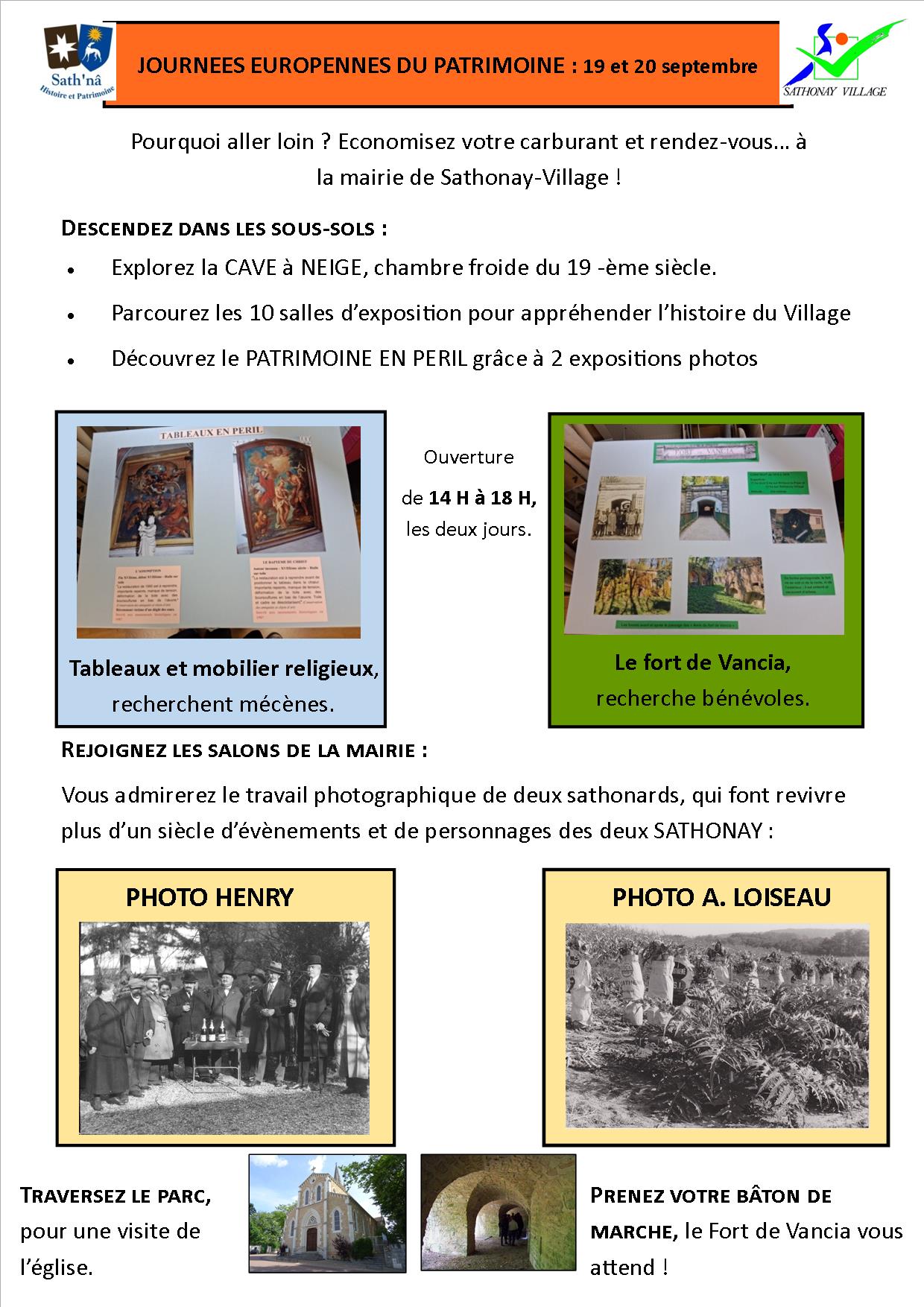 Journées Européennes du Patrimoine à Sathonay-Village le 19 et 20 septembre 2026.